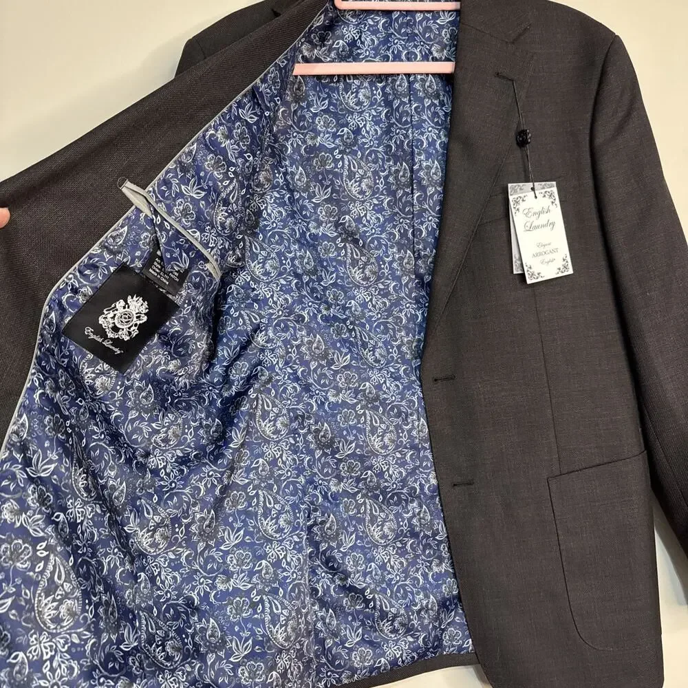 NWT English Laundry Blazer Jacket Black Wool‎ Men 40R 33W #45